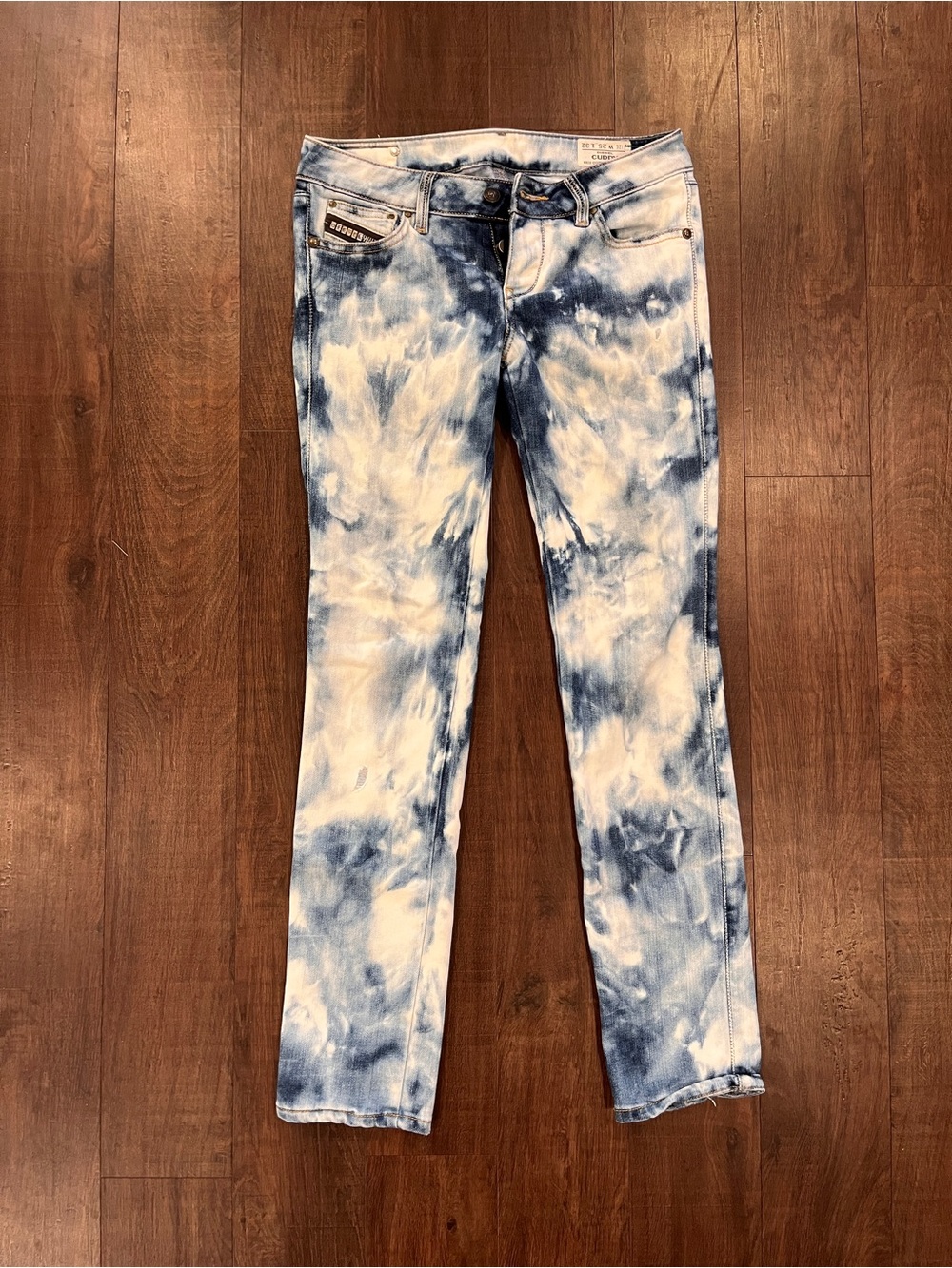 Diesel Cuddy Straight Leg Jeans Womens 25x32 Distressed Button Fly Tie-Dye